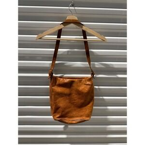 Il Bisonte Tan Leather Crossbody Bag Wanny Di Filippo Made in Italy Plaid Lining